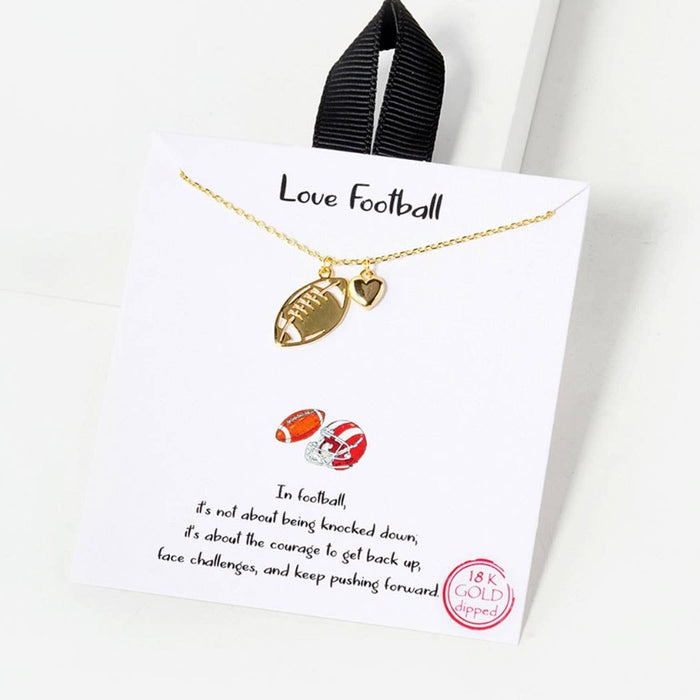 18K Gold White Gold Dipped Football Necklace