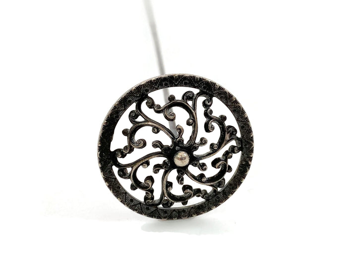 Antique Silver Hat Pin by Fishel and Nessler with Filigree Head at Duckwells