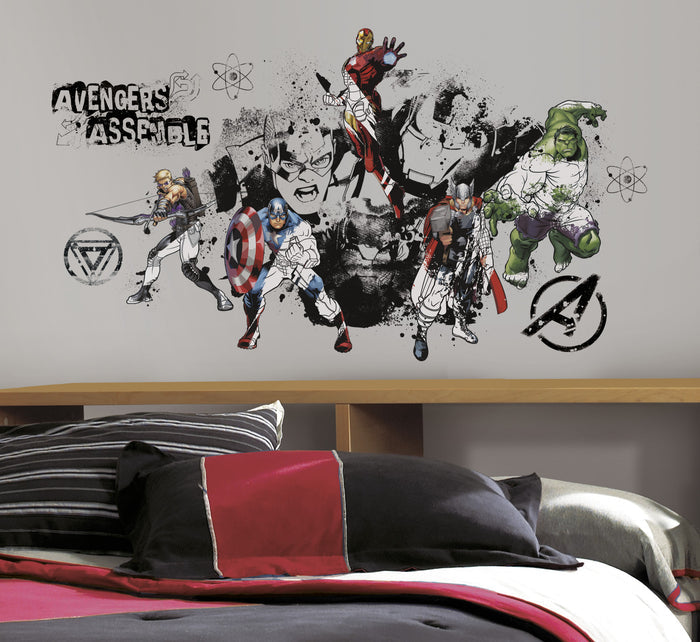 Avengers Assemble Black & White Graphic Peel & Stick Wall Decals