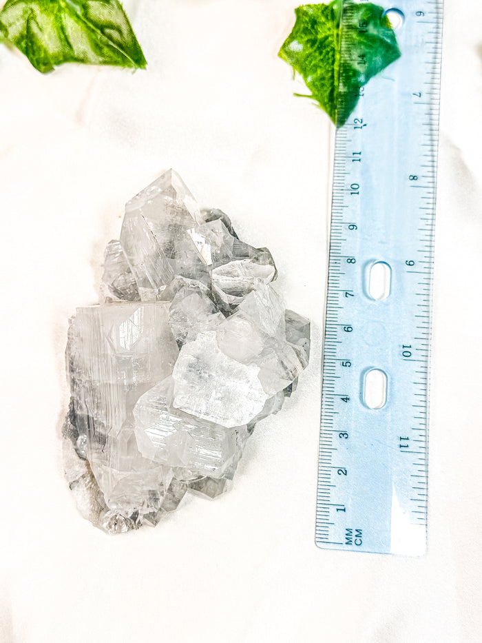 Clear Apophyllite Cluster on Blue Chalcedony Specimen #2