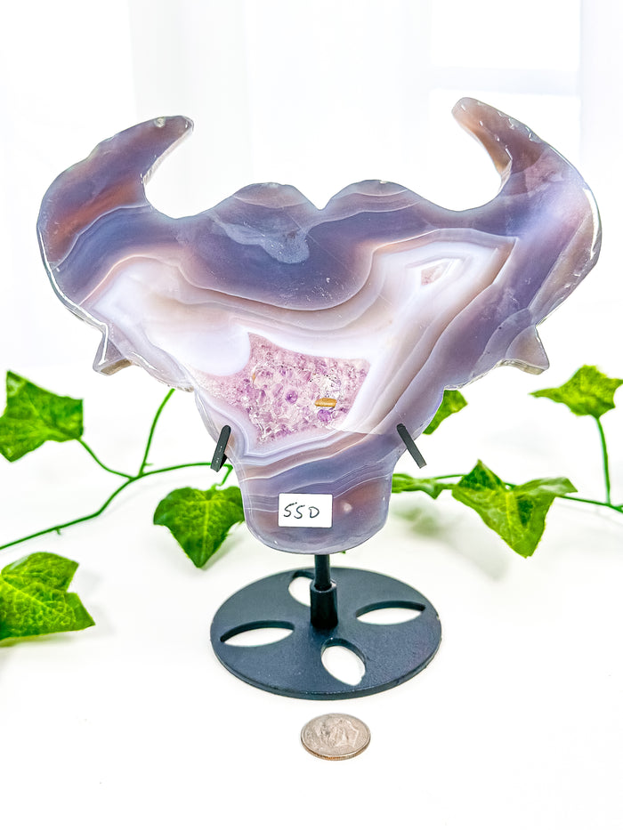 Druzy Amethyst Agate Bull on Stand (55D)