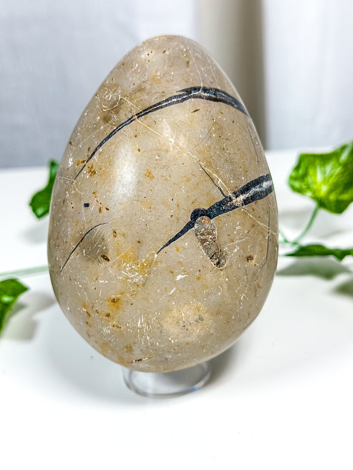 Druzy Septarian Geode Egg w/ Calcite (65A)