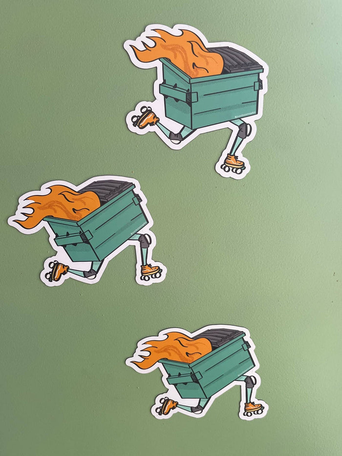 Dumpster Fire on Wheels Fridge Magnet