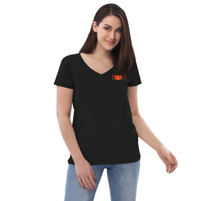 Fall Pumpkin Women’s Recycled V-neck T-Shirt - Bloom Seventy Seven