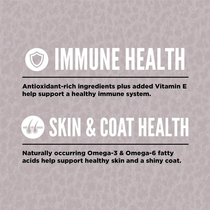 Great for immune health and skin and coat health. Antioxidant rich ingredients plus added vitamin E helps support a healthy immune system. Naturally ocuring omegas help support healthy skin and a shiny coat.