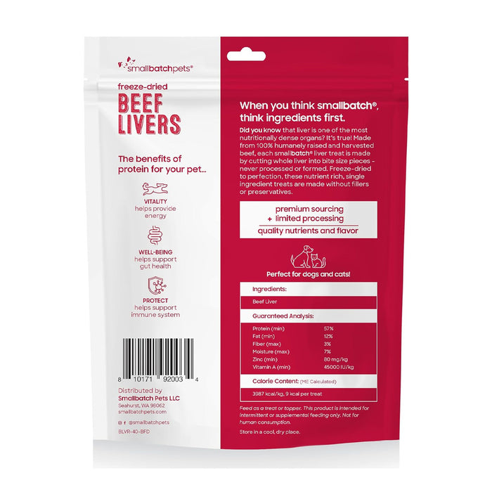 Freeze-dried Beef Liver Treats 4oz back of bag