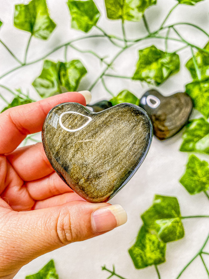 Gold Sheen Obsidian Heart