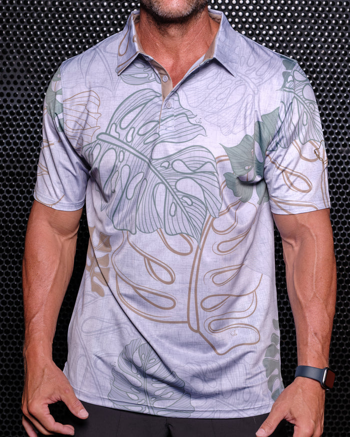 "Golden Era" - OGA Men's Polo - Heather Gray / Greens