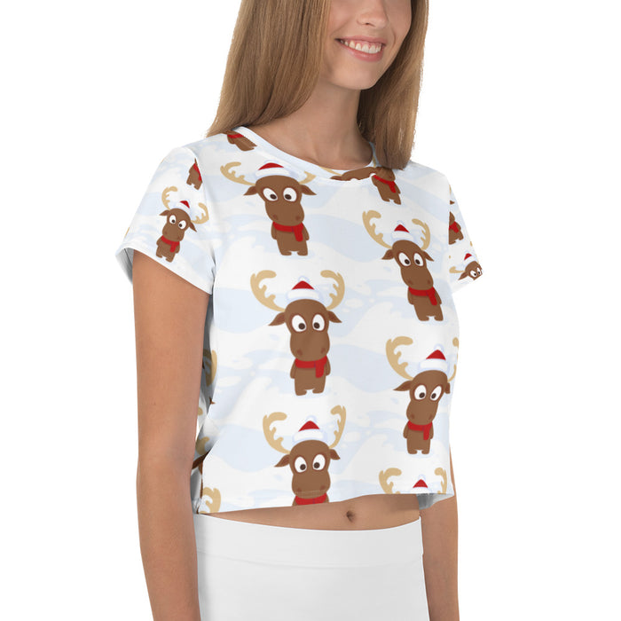 Little Reindeer Christmas Print Crop Tee - Bloom Seventy Seven