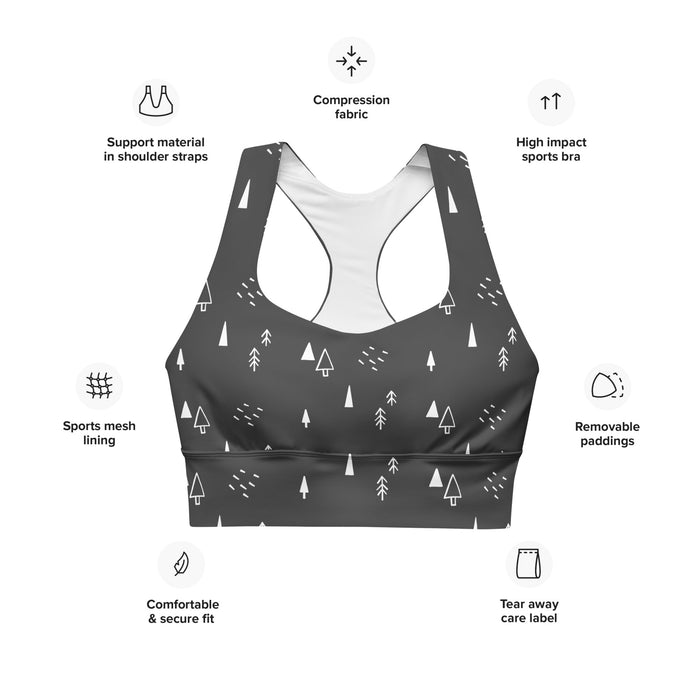 Monochrome Festive Longline Sports Bra