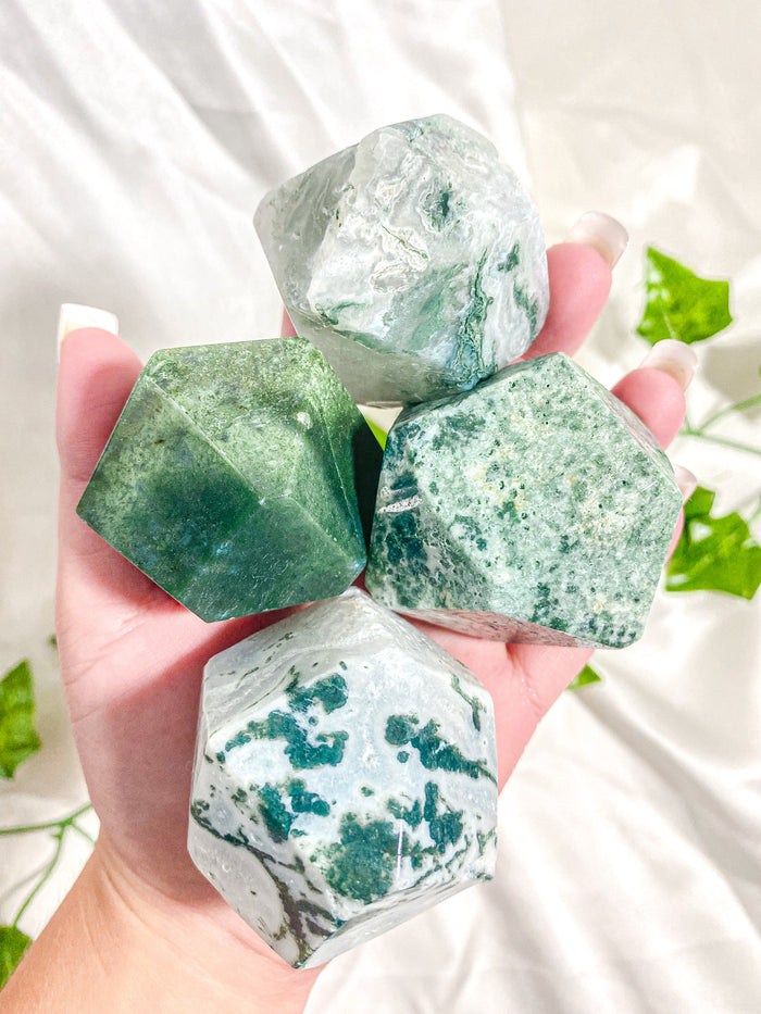 Moss Agate Polyhedrons Gusher