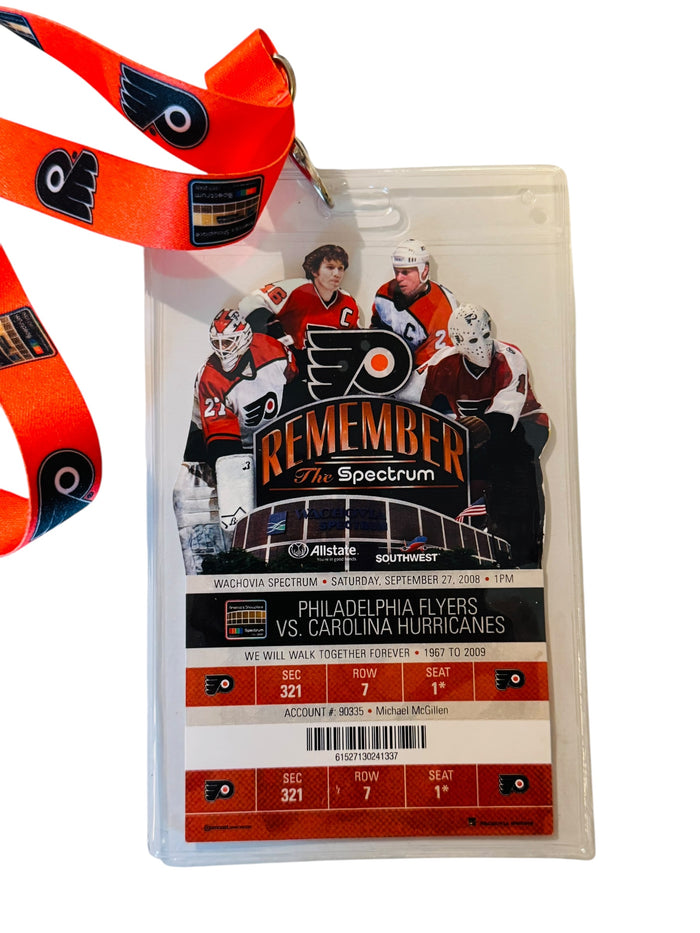 PHILADELPHIA FLYERS 2008 LAST GAME AT SPECTRUM TICKET SEPTEMBER 27, 2008