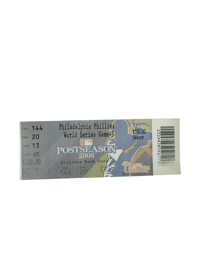 PHILADELPHIA PHILLIES 2008 WORLD SERIES GAME 5 TICKET OCT 27 / 29, 2008