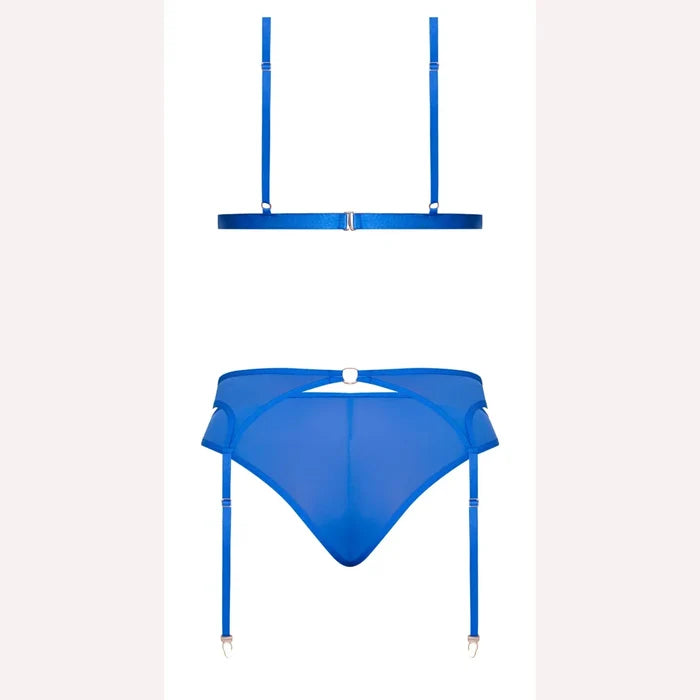 Sassy Bra Garter & Rouched Panty Cobalt 2xl Intimates Adult Boutique