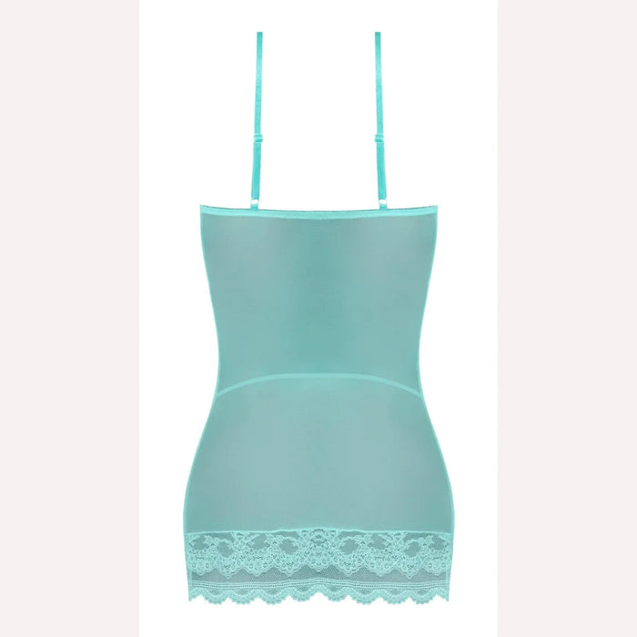 Seabreeze Lace Up Chemise & G Set Turquoise S/m Intimates Adult Boutique