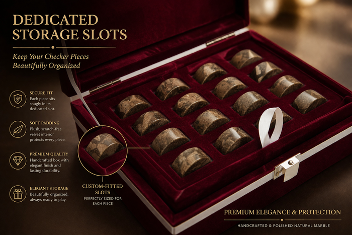 Verona and Oceanic Grey Marble Checkers Set - (32 Elegant Pieces)