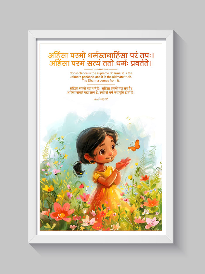 Ahimsa Parmo Dharma Sanskrit Frame – The Supreme Virtue