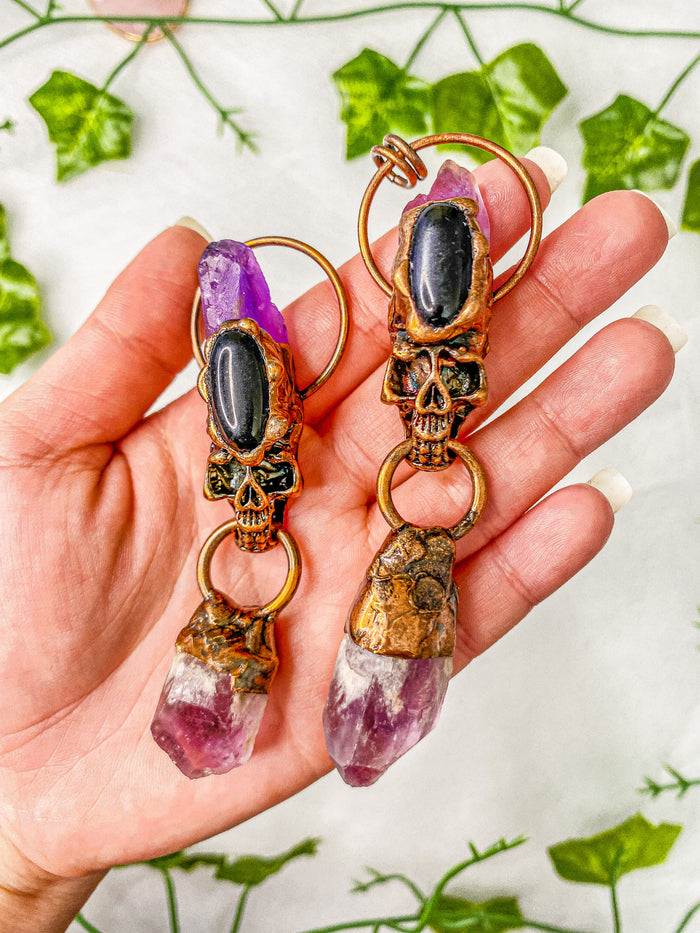Amethyst Rustic Skull Pendant