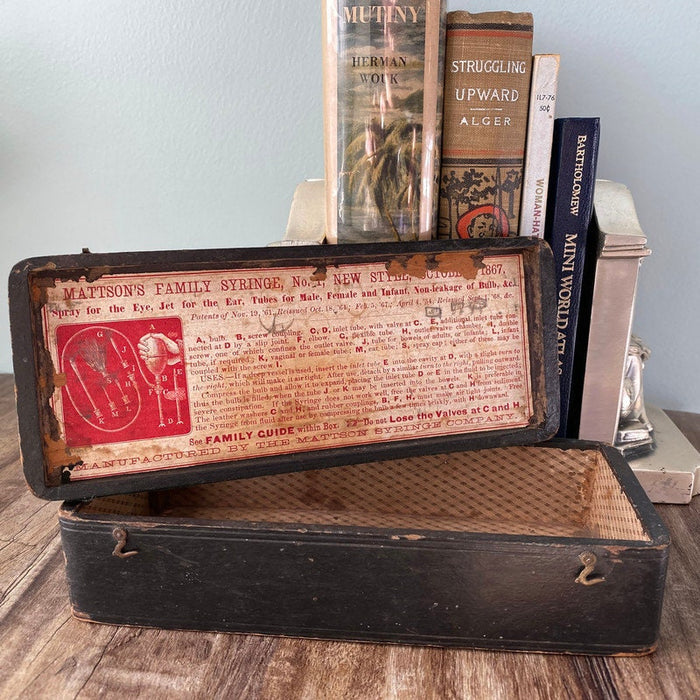 Antique Advertising Box, Mattson Family Syringes at Duckwells