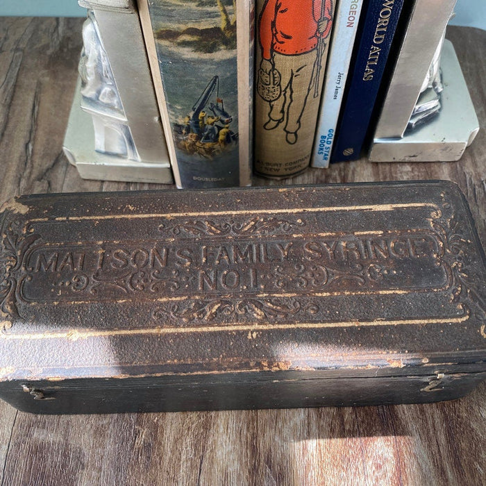 Antique Advertising Box, Mattson Family Syringes at Duckwells