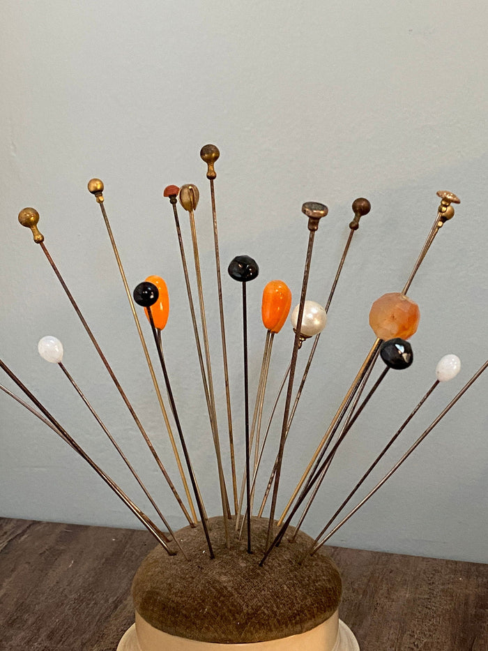 Antique Hatpin Holder and Hatpins at Duckwells