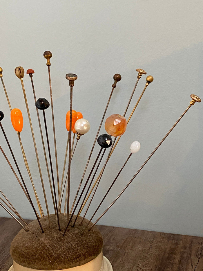 Antique Hatpin Holder and Hatpins at Duckwells