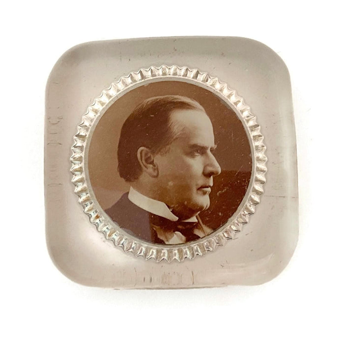 Antique President William McKinley Glass Paper Weight