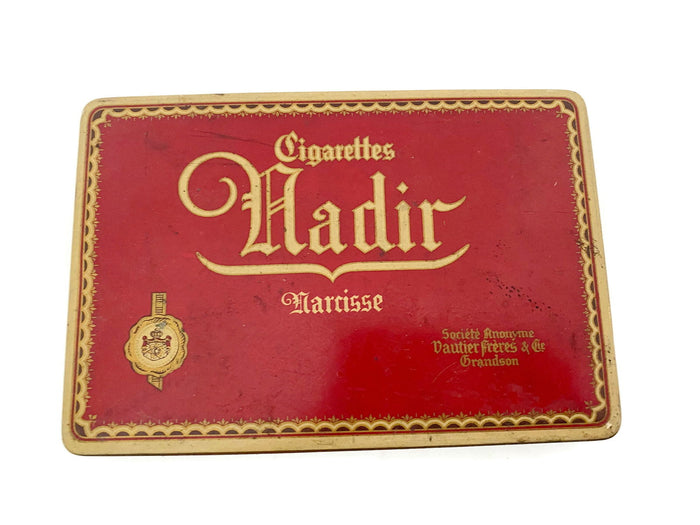 Antique Tobacco Tin Rare Collectible Advertising for Nadir Cigarette at Duckwells