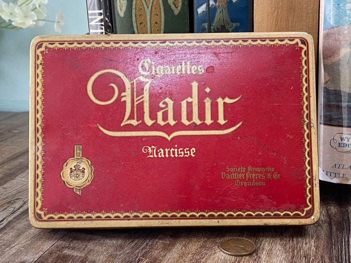 Antique Tobacco Tin Rare Collectible Advertising for Nadir Cigarette at Duckwells