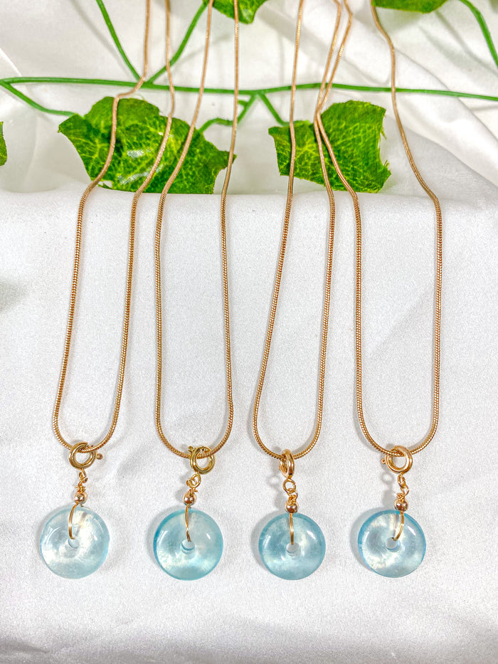Aquamarine Donut Pendant Necklace