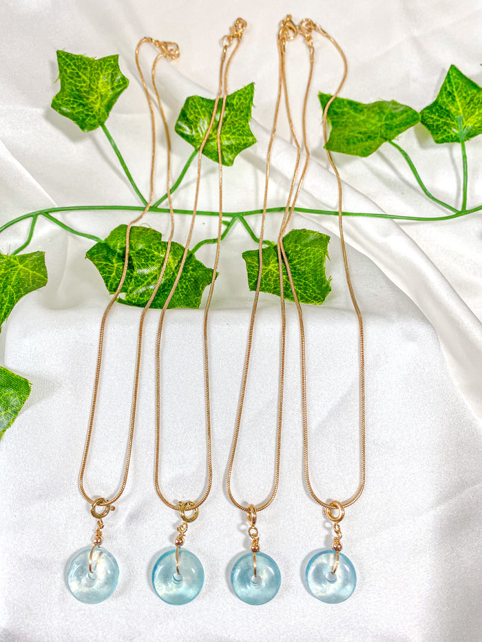 Aquamarine Donut Pendant Necklace