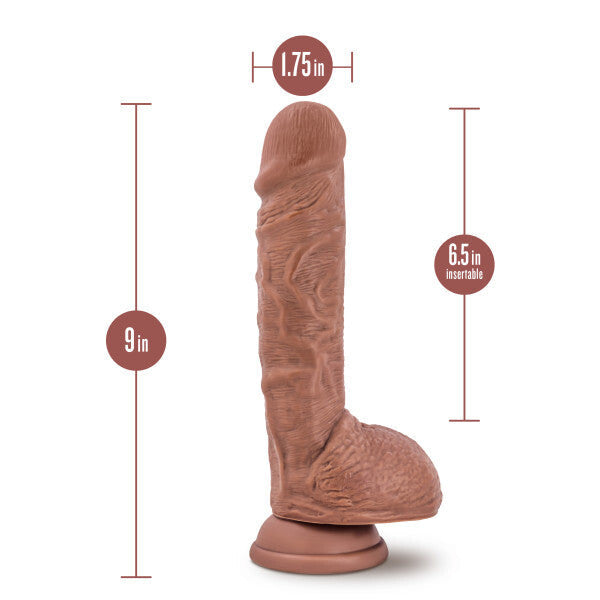 Au Naturel 9" Mocha Dildo With Suction Cup Natural Big Billy Intimates Adult Boutique