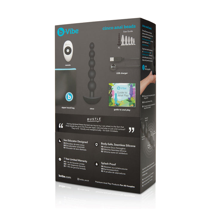 B-Vibe Cinco Beads - Black | Anal Toys - Reviews & Best Prices Intimates Adult Boutique