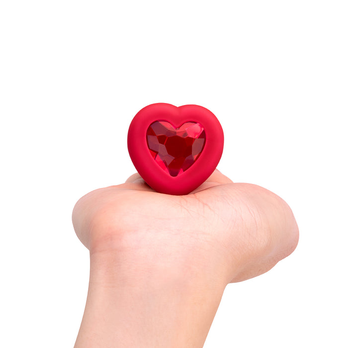 B-Vibe Vibrating Heart Plug Medium/Large - Scarlet Ruby Intimates Adult Boutique