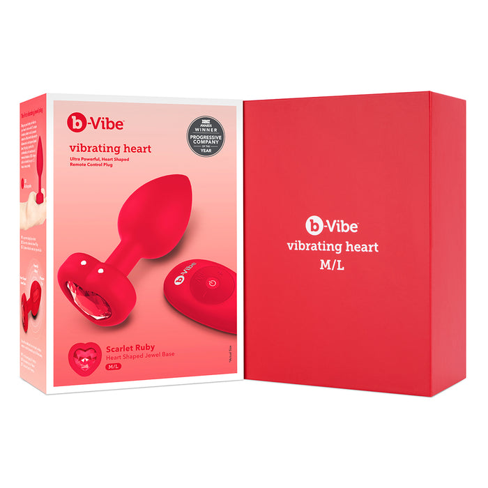 B-Vibe Vibrating Heart Plug Medium/Large - Scarlet Ruby Intimates Adult Boutique