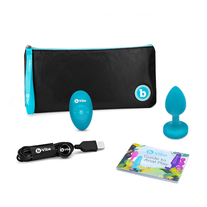 Anal Toys: B-Vibe Vibrating Jewel Plug Small-Medium - Aqua Intimates Adult Boutique