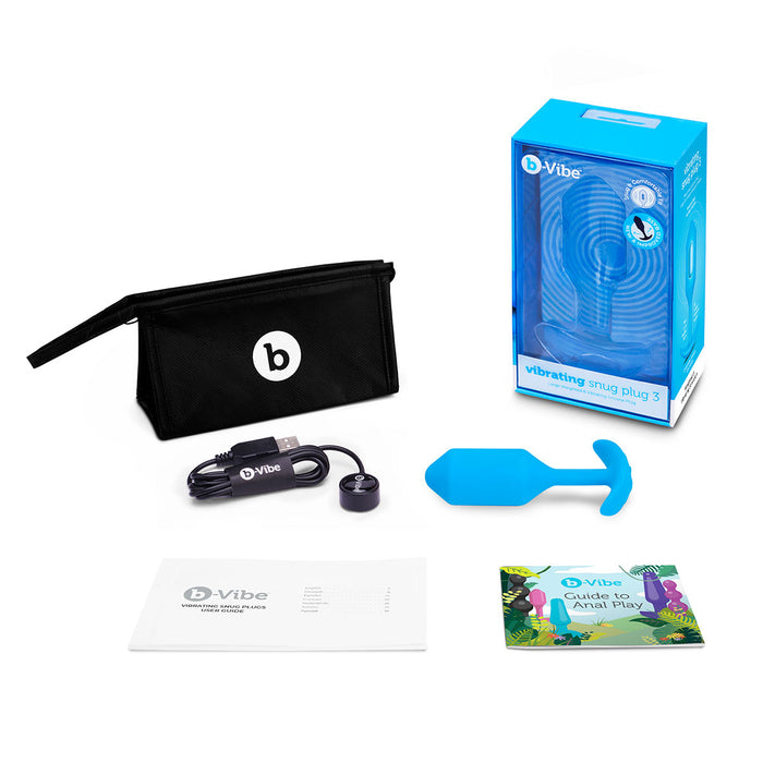B-Vibe Vibrating Snug Plug 3 (L) - Blue | Anal Toys Intimates Adult Boutique