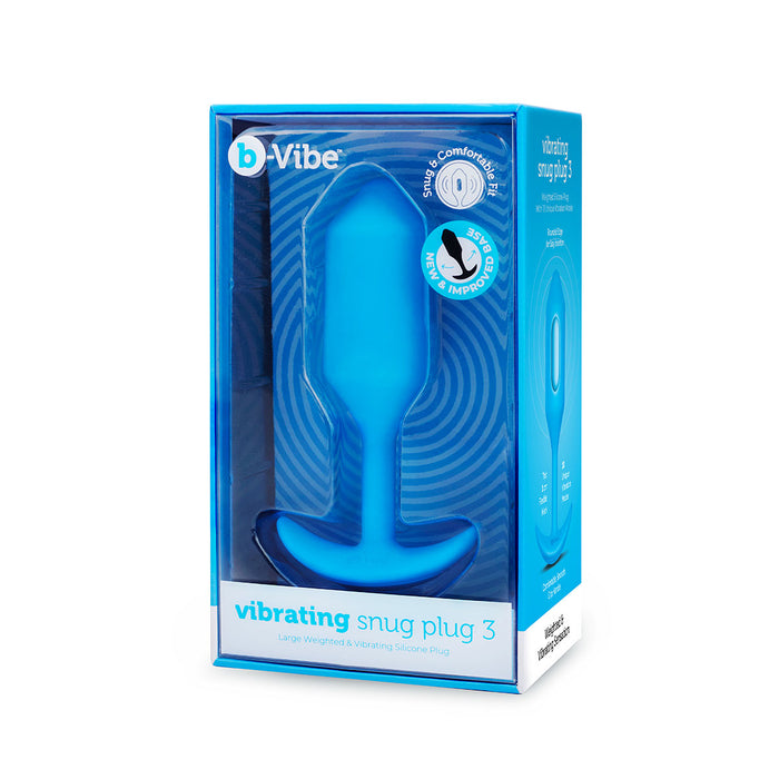 B-Vibe Vibrating Snug Plug 3 (L) - Blue | Anal Toys Intimates Adult Boutique
