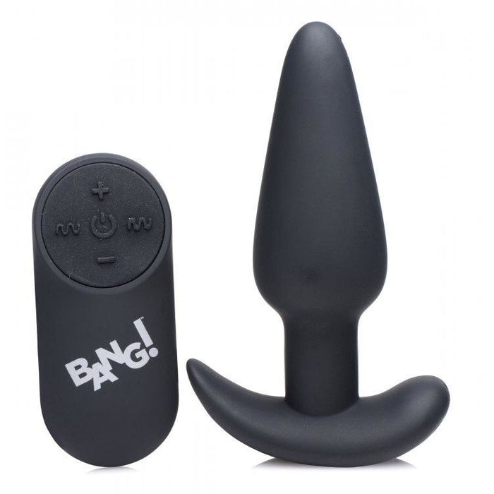21x Vibrating Silicone Butt Plug w/ Remote - Black | Anal Toys Intimates Adult Boutique