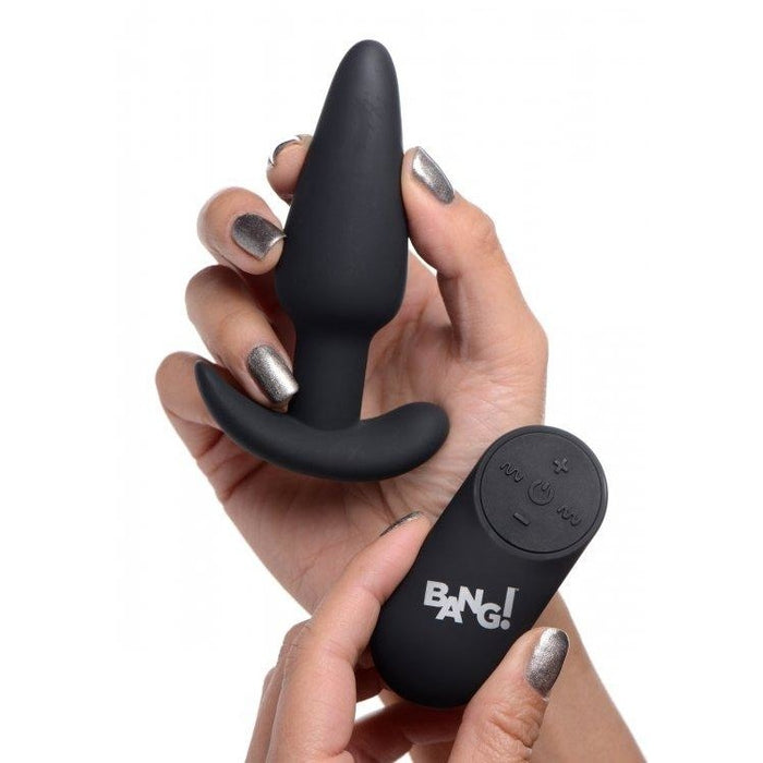 21x Vibrating Silicone Butt Plug w/ Remote - Black | Anal Toys Intimates Adult Boutique