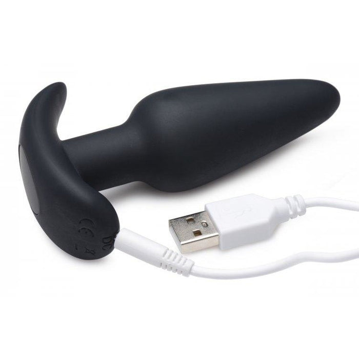 21x Vibrating Silicone Butt Plug w/ Remote - Black | Anal Toys Intimates Adult Boutique