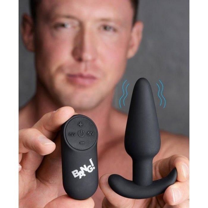 21x Vibrating Silicone Butt Plug w/ Remote - Black | Anal Toys Intimates Adult Boutique