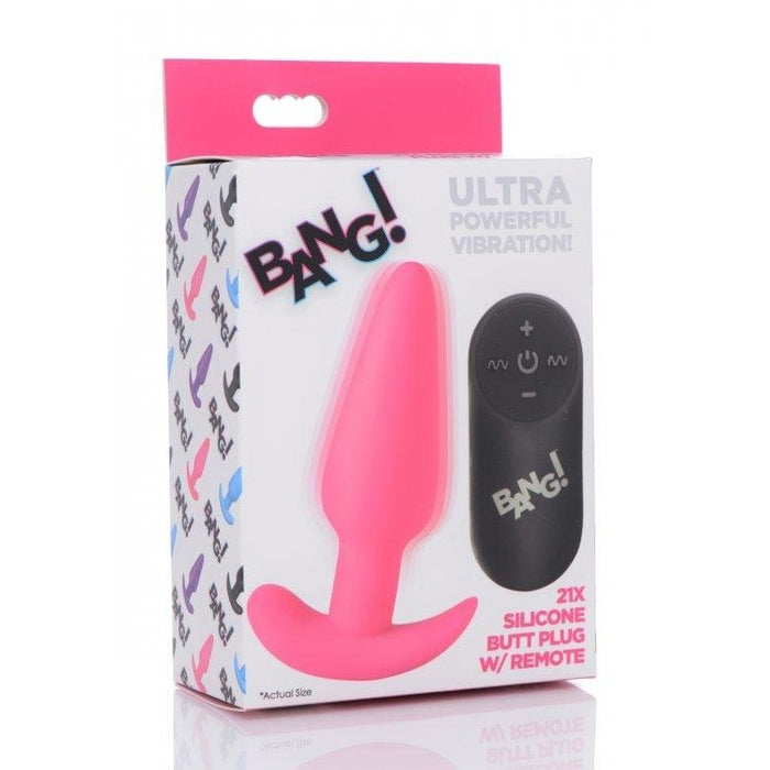 21x Vibrating Silicone Butt Plug with Remote Control | Pink Anal Toy Intimates Adult Boutique
