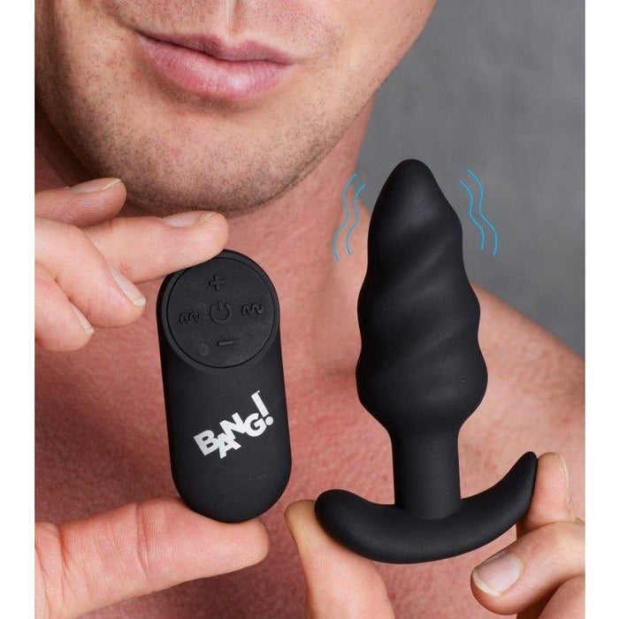 21x Vibrating Silicone Swirl Butt Plug with Remote Control - Anal Toy Intimates Adult Boutique