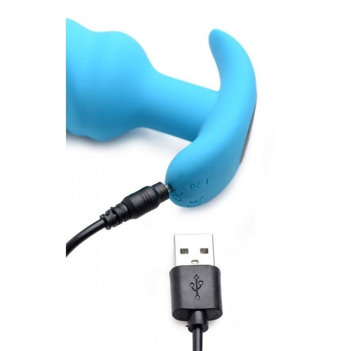 Silicone Swirl Butt Plug with Remote Control - Blue | Anal Toys Intimates Adult Boutique