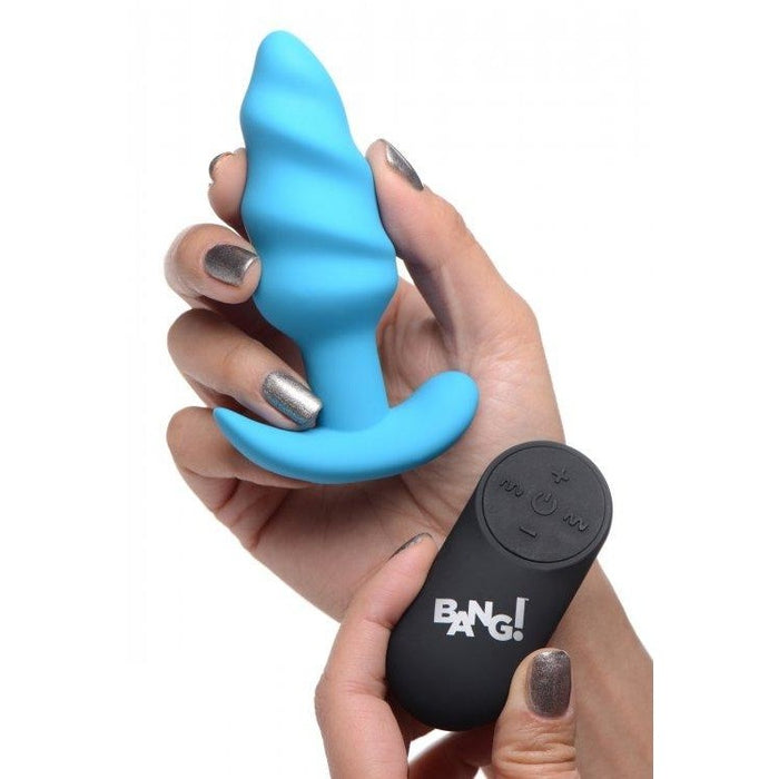 Silicone Swirl Butt Plug with Remote Control - Blue | Anal Toys Intimates Adult Boutique