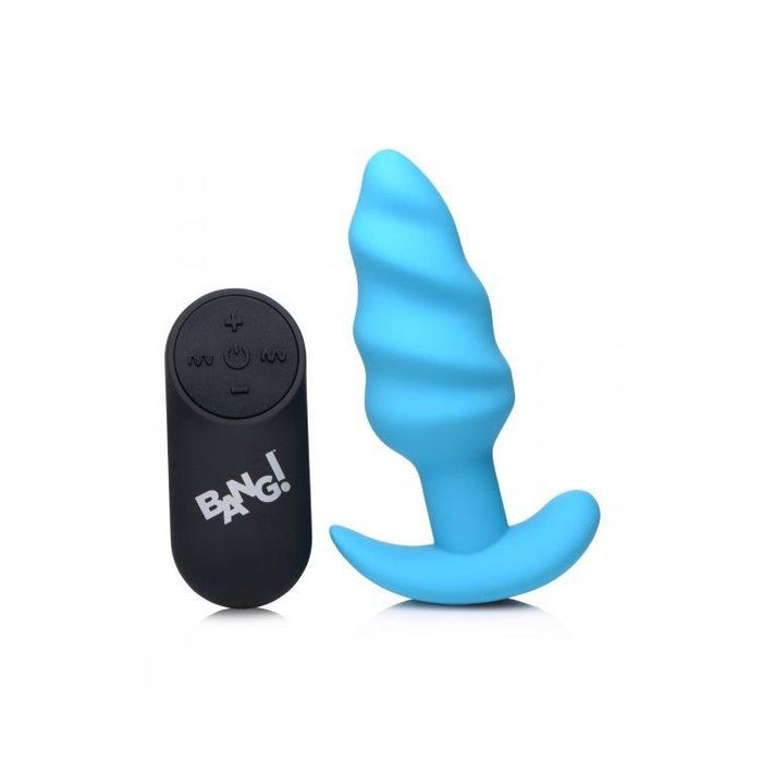 Silicone Swirl Butt Plug with Remote Control - Blue | Anal Toys Intimates Adult Boutique