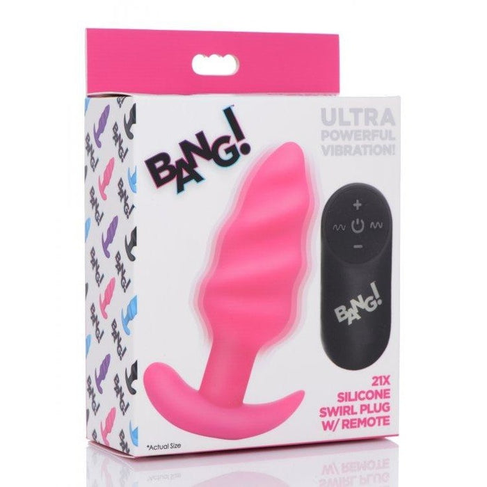 Bang! 21x Vibrating Silicone Swirl Butt Plug - Remote - Anal Toy  Intimates Adult Boutique