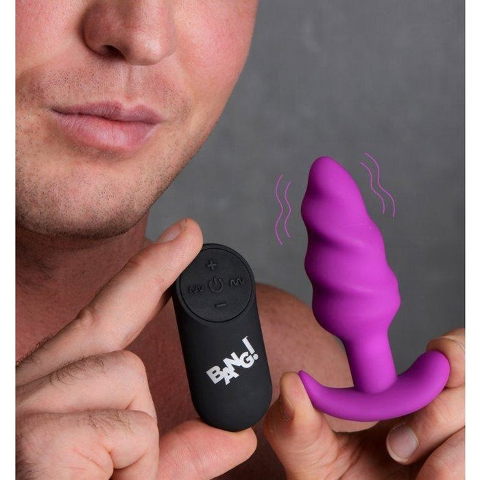 21x Vibrating Silicone Swirl Butt Plug with Remote - Anal Toy Intimates Adult Boutique