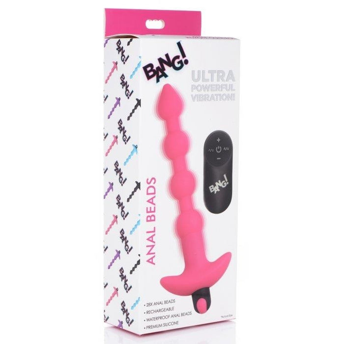 Anal Toys: Bang! Vibrating Silicone Anal Beads & Remote in Pink Intimates Adult Boutique